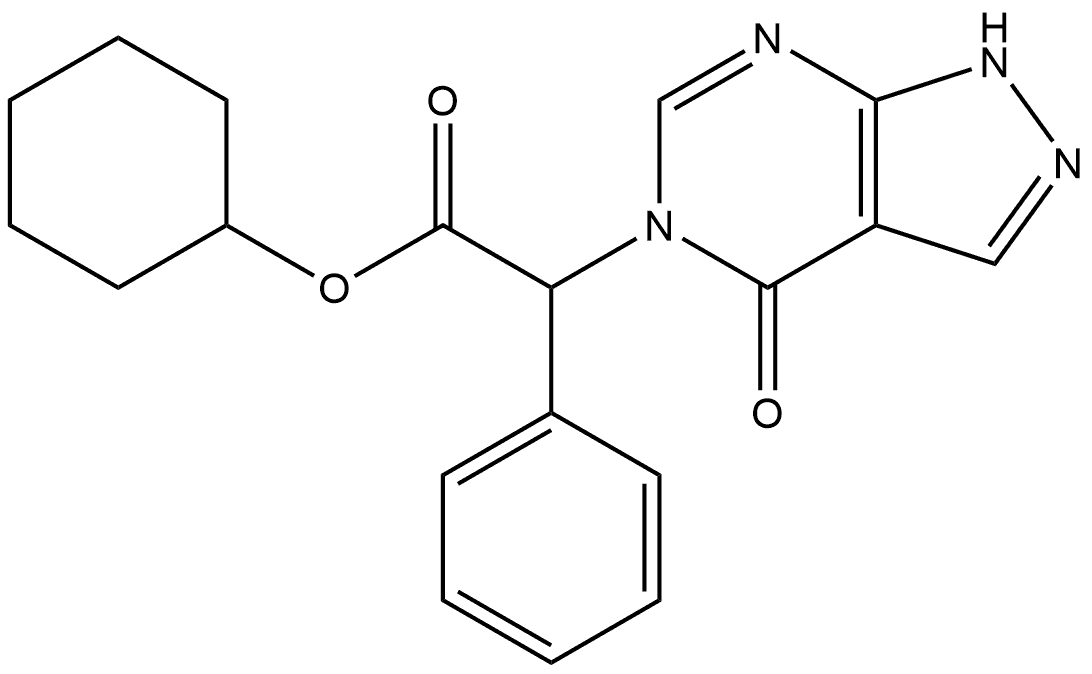 Cyclohexyl 1,4-dihydro-4-oxo-α-phenyl-5H-pyrazolo[3,4-d]pyrimidine-5-acetate Structure