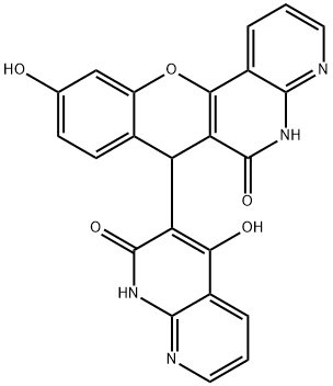 6H-[1]Benzopyrano[3,2-c][1,8]naphthyridin-6-one,7-(1,2-dihydro-4-hydroxy-2-oxo-1,8-naphthyridin-3-yl)-4,7-dihydro-10-hydroxy-(9CI) Structure