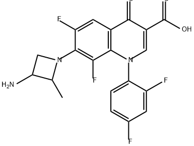 3-Quinolinecarboxylic acid, 7-(3-amino-2-methyl-1-azetidinyl)-1-(2,4-difluorophenyl)-6,8-difluoro-1,4-dihydro-4-oxo- Structure