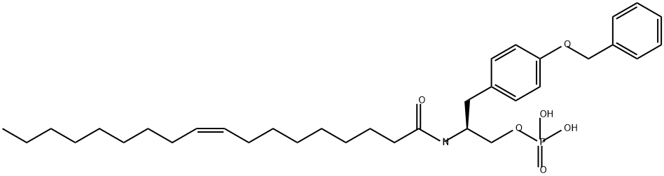 9-Octadecenamide, N-[(1S)-1-[[4-(phenylmethoxy)phenyl]methyl]-2-(phosphonooxy)ethyl]-, (9Z)- Structure