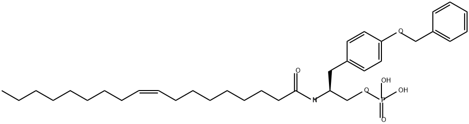 9-Octadecenamide, N-[(1S)-1-[[4-(phenylmethoxy)phenyl]methyl]-2-(phosphonooxy)ethyl]-, (9Z)- 구조식 이미지