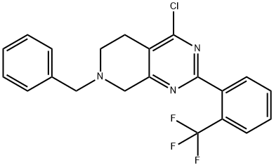 Pyrido[3,4-d]pyrimidine, 4-chloro-5,6,7,8-tetrahydro-7-(phenylmethyl)-2-[2-(trifluoromethyl)phenyl]- Structure