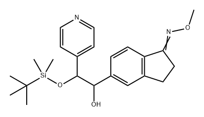 1H-Inden-1-one, 5-[2-[[(1,1-dimethylethyl)dimethylsilyl]oxy]-1-hydroxy-2-(4-pyridinyl)ethyl]-2,3-dihydro-, O-methyloxime 구조식 이미지