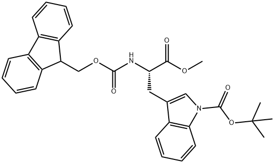 tert-butyl 3-[(2S)-2-{[(9H-fluoren-9-ylmethoxy)carbonyl]amino}-3-methoxy-3-oxopropyl]indole-1-carboxylate Structure