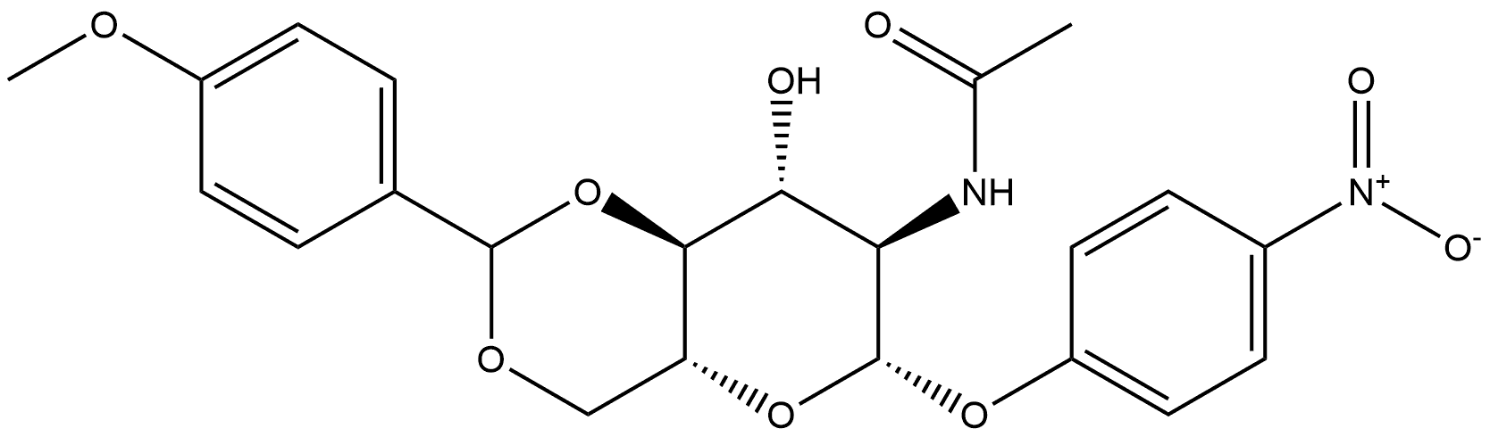 β-D-Glucopyranoside, 4-nitrophenyl 2-(acetylamino)-2-deoxy-4,6-O-[(4-methoxyphenyl)methylene]- 구조식 이미지