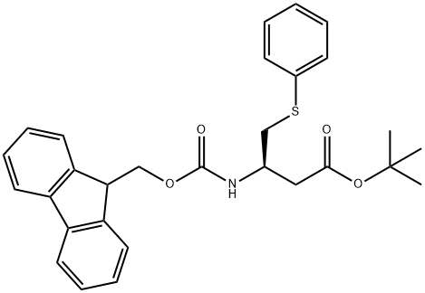 Butanoic acid, 3-[[(9H-fluoren-9-ylmethoxy)carbonyl]amino]-4-(phenylthio)-, 1,1-dimethylethyl ester, (3R)- Structure