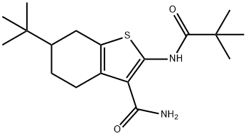 Benzo[b]thiophene-3-carboxamide, 6-(1,1-dimethylethyl)-2-[(2,2-dimethyl-1-oxopropyl)amino]-4,5,6,7-tetrahydro- Structure