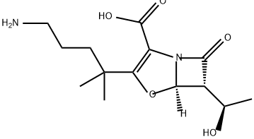 4-Oxa-1-azabicyclo[3.2.0]hept-2-ene-2-carboxylic acid, 3-(4-amino-1,1-dimethylbutyl)-6-[(1R)-1-hydroxyethyl]-7-oxo-, (5R,6R)- Structure