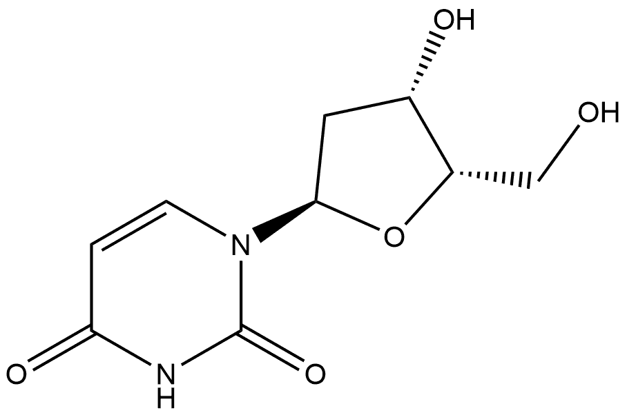 2,4(1H,3H)-Pyrimidinedione, 1-(2-deoxy-α-L-threo-pentofuranosyl)- Structure