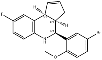 3H-Cyclopenta[c]quinoline, 4-(5-bromo-2-methoxyphenyl)-8-fluoro-3a,4,5,9b-tetrahydro-, (3aR,4S,9bS)-rel- Structure