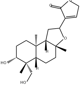 2(5H)-Furanone, 3-[(3aR,5aS,6R,7R,9aR,9bS)-dodecahydro-7-hydroxy-6-(hydroxymethyl)-3a,6,9a-trimethylnaphtho[2,1-b]furan-2-yl]- Structure