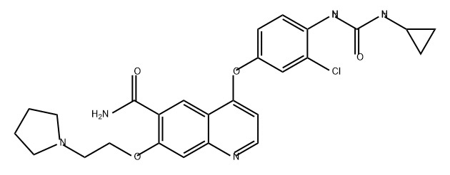 6-Quinolinecarboxamide, 4-[3-chloro-4-[[(cyclopropylamino)carbonyl]amino]phenoxy]-7-[2-(1-pyrrolidinyl)ethoxy]- 구조식 이미지