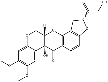 (2R,12aR)-1,2,6,6a,12,12a-Hexahydro-6aα-hydroxy-2-[1-(hydroxymethyl)ethenyl]-8,9-dimethoxy[1]benzopyrano[3,4-b]furo[2,3-h][1]benzopyran-6-one 구조식 이미지