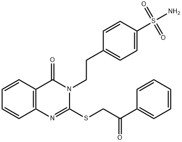 Benzenesulfonamide, 4-[2-[4-oxo-2-[(2-oxo-2-phenylethyl)thio]-3(4H)-quinazolinyl]ethyl]- Structure