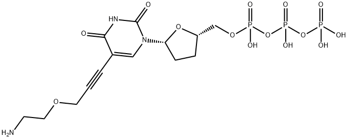 Uridine 5'-(tetrahydrogen triphosphate), 5-[3-(2-aminoethoxy)-1-propyn-1-yl]-2',3'-dideoxy- 구조식 이미지