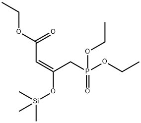 2-Butenoic acid, 4-(diethoxyphosphinyl)-3-[(trimethylsilyl)oxy]-, ethyl ester, (2E)- 구조식 이미지