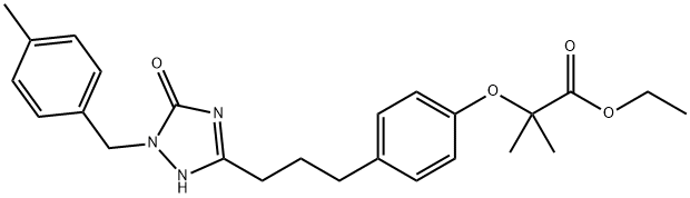 Propanoic acid, 2-[4-[3-[2,5-dihydro-1-[(4-methylphenyl)methyl]-5-oxo-1H-1,2,4-triazol-3-yl]propyl]phenoxy]-2-methyl-, ethyl ester 구조식 이미지