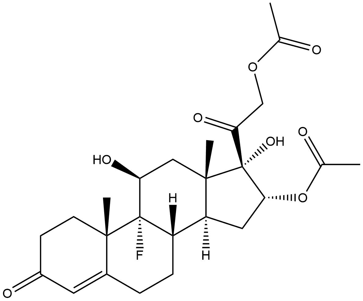 Pregn-4-ene-3,20-dione, 16,21-bis(acetyloxy)-9-fluoro-11,17-dihydroxy-, (11β,16α)- (9CI) 구조식 이미지