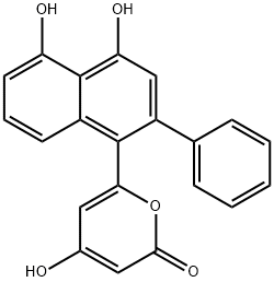 2H-Pyran-2-one, 6-(4,5-dihydroxy-2-phenyl-1-naphthalenyl)-4-hydroxy- Structure