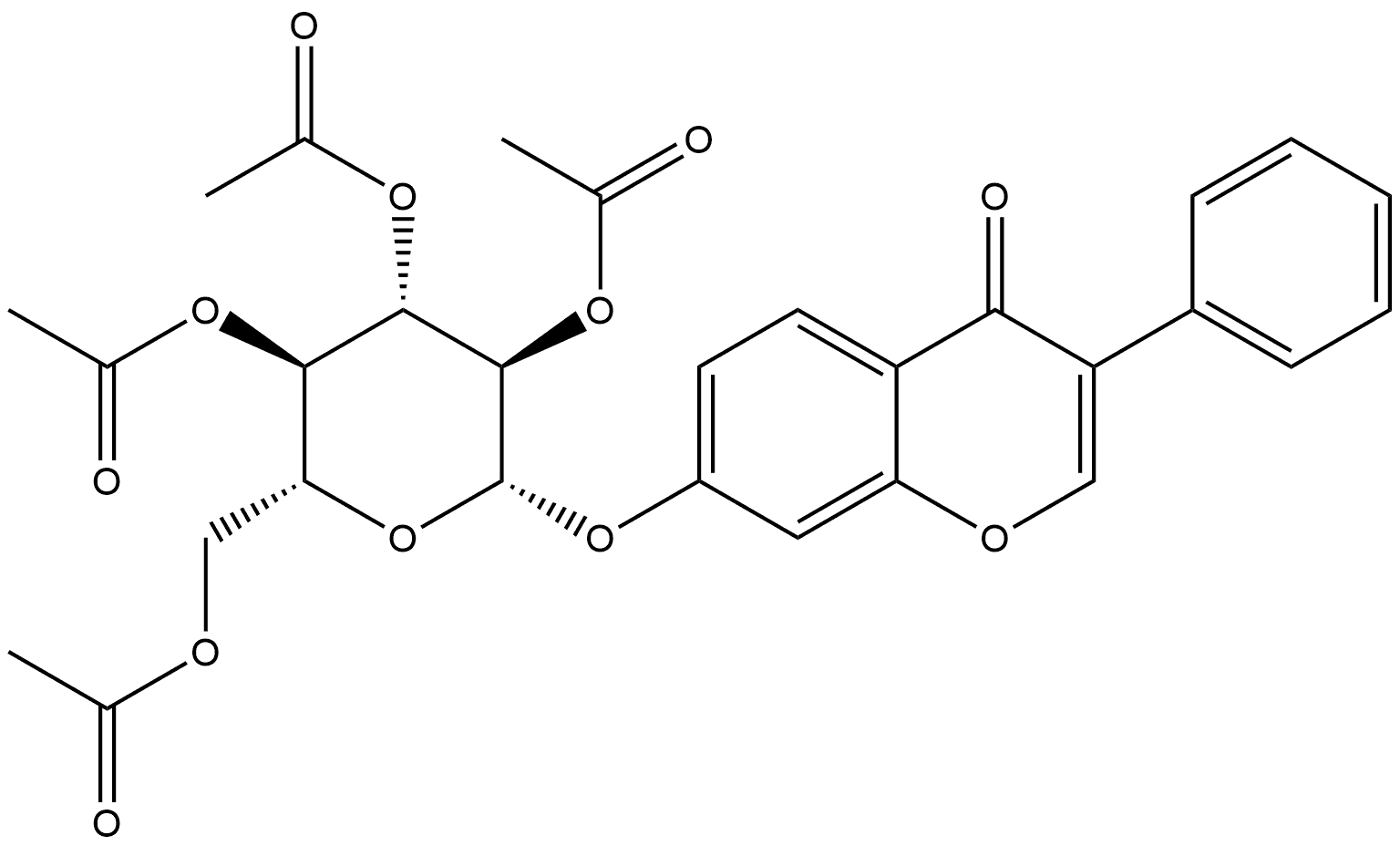 4H-1-Benzopyran-4-one, 3-phenyl-7-[(2,3,4,6-tetra-O-acetyl-β-D-glucopyranosyl)oxy]- Structure