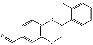 4-[(2-Fluorobenzyl)oxy]-3-iodo-5-methoxybenzaldehyde Structure