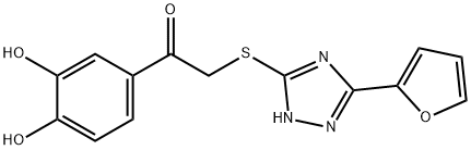 Ethanone, 1-(3,4-dihydroxyphenyl)-2-[[3-(2-furanyl)-1H-1,2,4-triazol-5-yl]thio]- Structure