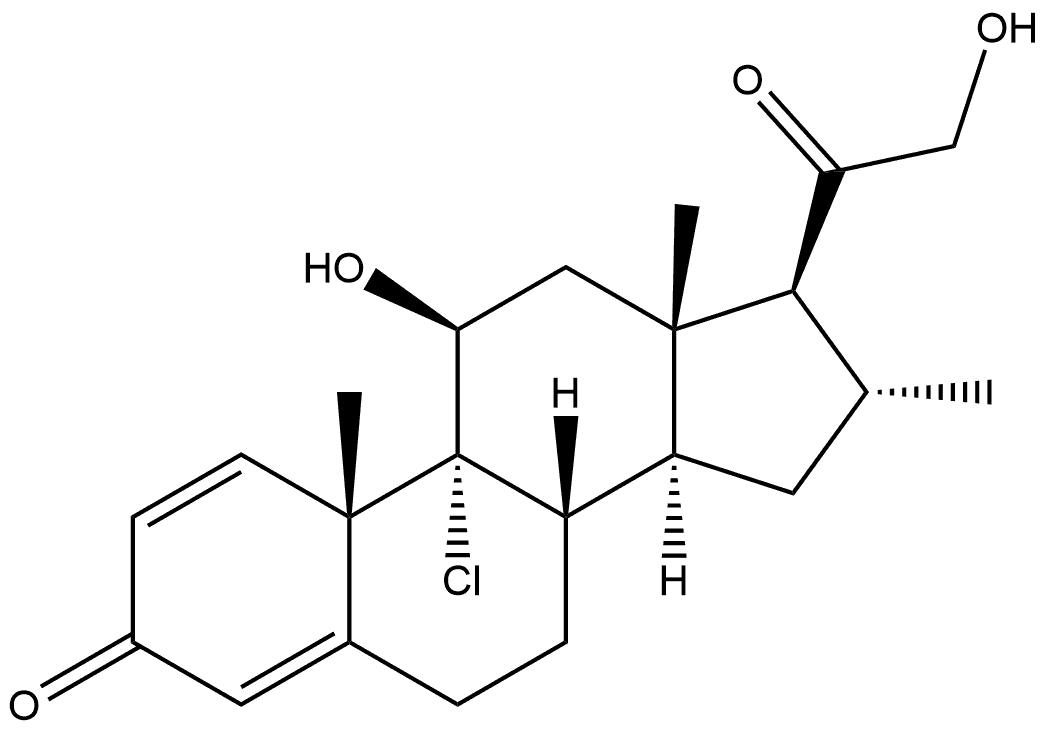 Pregna-1,4-diene-3,20-dione, 9-chloro-11,21-dihydroxy-16-methyl-, (11β,16α)- (9CI) Structure