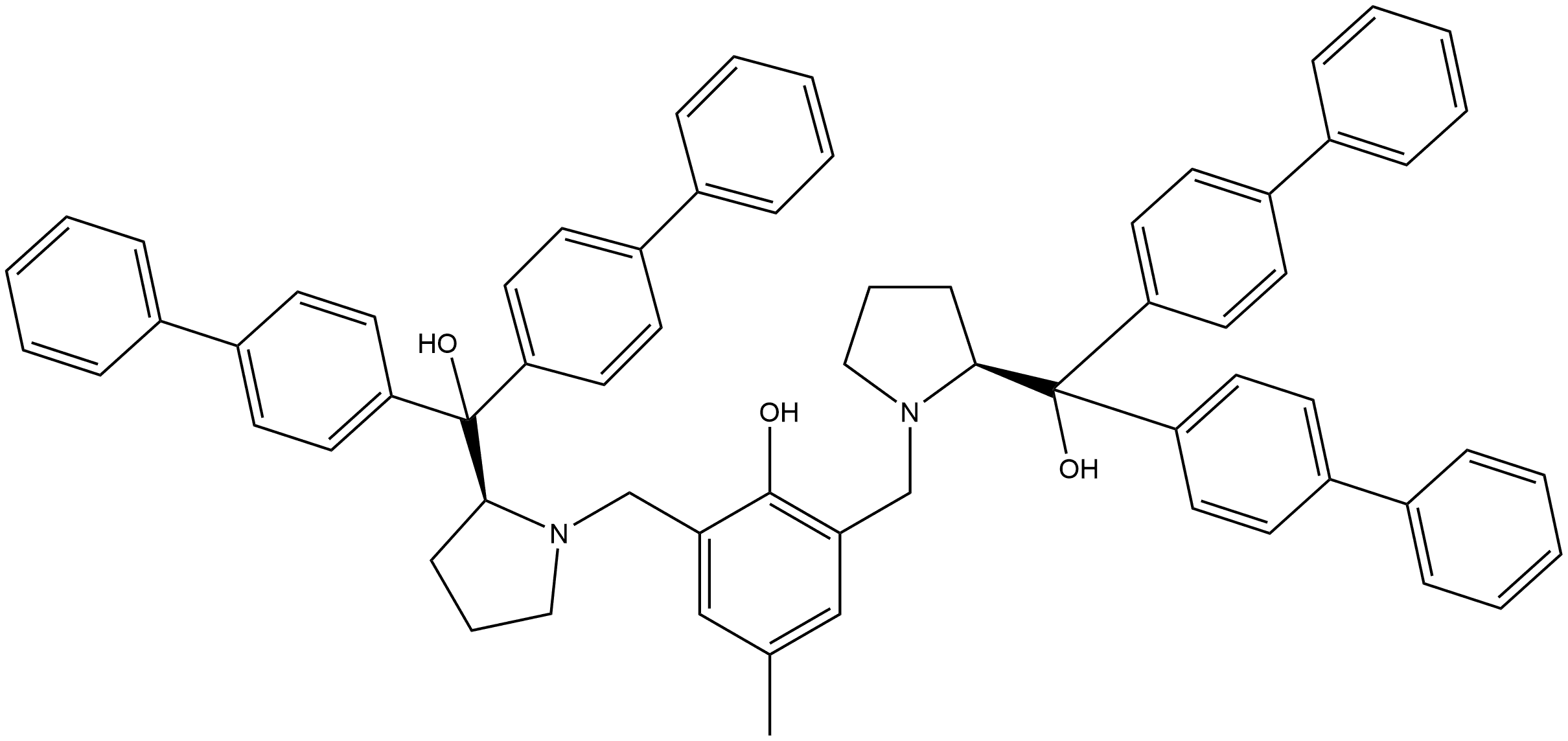 2-Pyrrolidinemethanol, 1,1'-[(2-hydroxy-5-methyl-1,3-phenylene)bis(methylene)]bis[α,α-bis([1,1'-biphenyl]-4-yl)-, (2S,2'S)- Structure