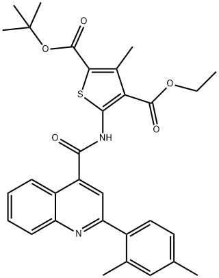 2-O-tert-butyl 4-O-ethyl 5-[[2-(2,4-dimethylphenyl)quinoline-4-carbonyl]amino]-3-methylthiophene-2,4-dicarboxylate 구조식 이미지