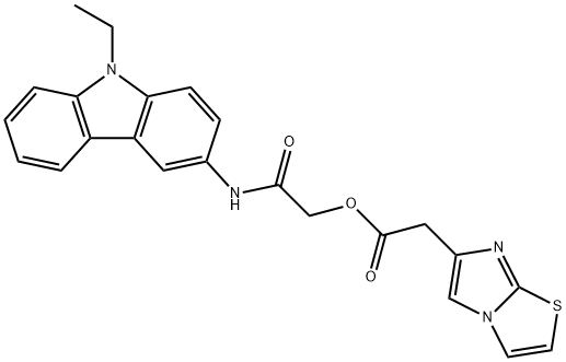 Imidazo[2,1-b]thiazole-6-acetic acid, 2-[(9-ethyl-9H-carbazol-3-yl)amino]-2-oxoethyl ester Structure