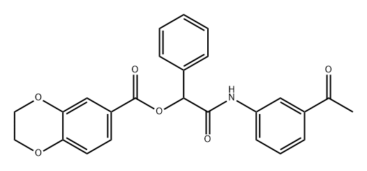 1,4-Benzodioxin-6-carboxylic acid, 2,3-dihydro-, 2-[(3-acetylphenyl)amino]-2-oxo-1-phenylethyl ester 구조식 이미지