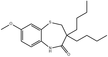 1,5-Benzothiazepin-4(5H)-one, 3,3-dibutyl-2,3-dihydro-8-methoxy- Structure