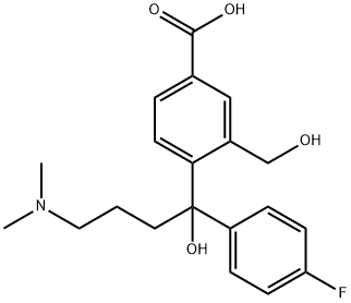 Benzoic acid, 4-[4-(dimethylamino)-1-(4-fluorophenyl)-1-hydroxybutyl]-3-(hydroxymethyl)- Structure
