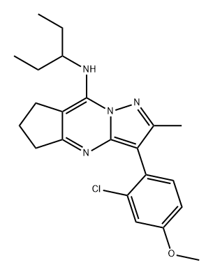 5H-Cyclopenta[d]pyrazolo[1,5-a]pyrimidin-8-amine, 3-(2-chloro-4-methoxyphenyl)-N-(1-ethylpropyl)-6,7-dihydro-2-methyl- Structure