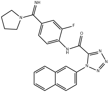 1H-Tetrazole-5-carboxamide, N-[2-fluoro-4-(imino-1-pyrrolidinylmethyl)phenyl]-1-(2-naphthalenyl)- Structure