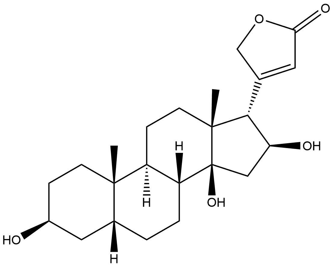 Card-20(22)-enolide, 3,14,16-trihydroxy-, (3β,5β,16β,17α)- (9CI) Structure