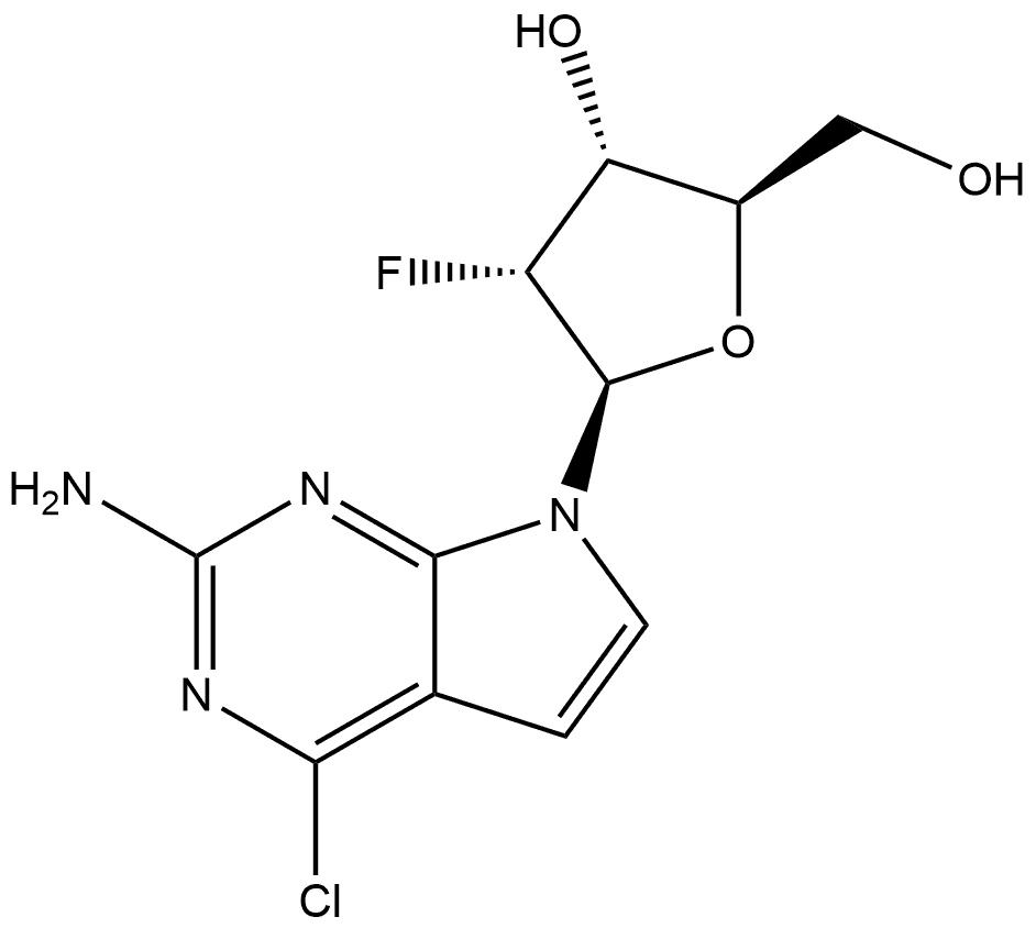7H-Pyrrolo[2,3-d]pyrimidin-2-amine, 4-chloro-7-(2-deoxy-2-fluoro-β-D-ribofuranosyl)- Structure