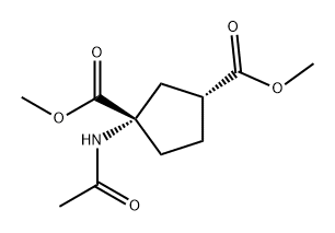 1,3-Cyclopentanedicarboxylic acid, 1-(acetylamino)-, dimethyl ester, (1S,3R)- (9CI) Structure