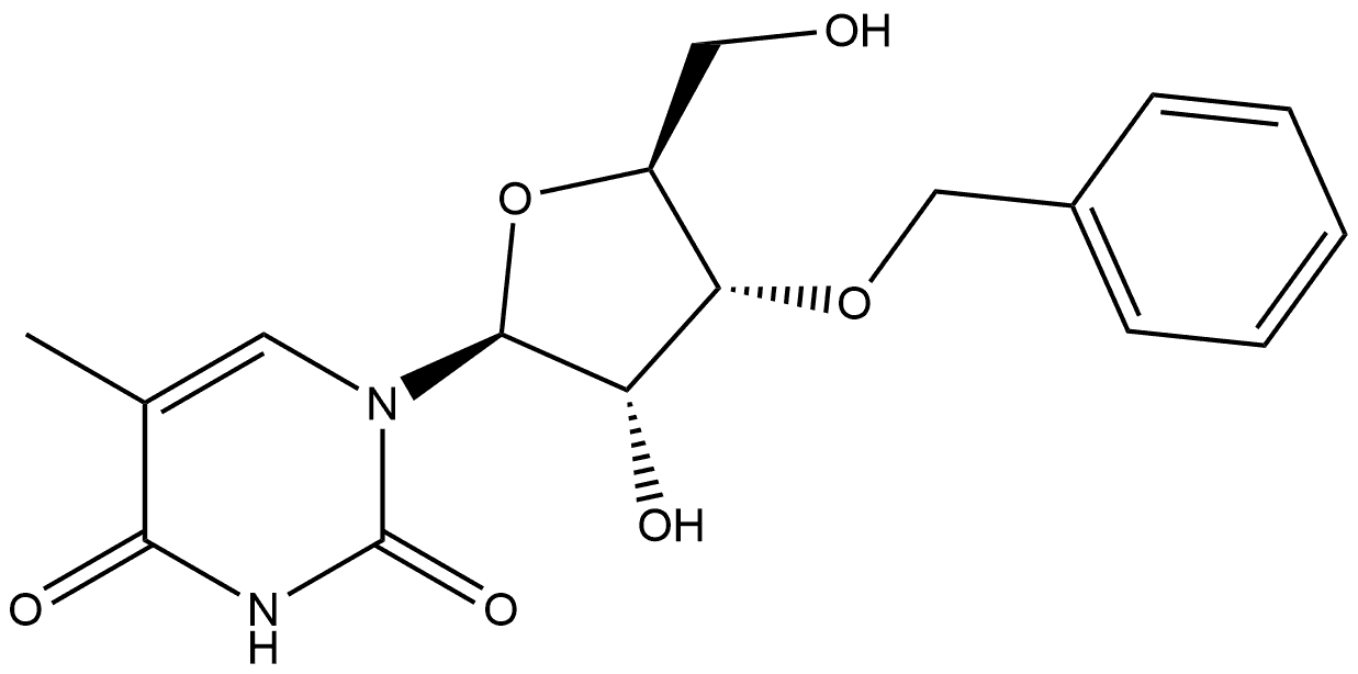 2,4(1H,3H)-Pyrimidinedione, 5-methyl-1-[3-O-(phenylmethyl)-β-L-ribofuranosyl]- Structure
