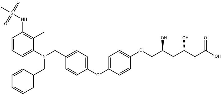 2,4-Dideoxy-6-O-[4-[4-[[[2-methyl-3-[(methylsulfonyl)amino]phenyl](phenylmethyl)amino]methyl]phenoxy]phenyl]-D-erythro-hexonic acid Structure