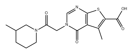 Thieno[2,3-d]pyrimidine-6-carboxylic acid, 3,4-dihydro-5-methyl-3-[2-(3-methyl-1-piperidinyl)-2-oxoethyl]-4-oxo- Structure