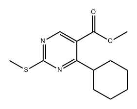5-Pyrimidinecarboxylic acid, 4-cyclohexyl-2-(methylthio)-, methyl ester Structure