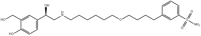 Benzenesulfonamide, 3-[4-[[6-[[(2R)-2-hydroxy-2-[4-hydroxy-3-(hydroxymethyl)phenyl]ethyl]amino]hexyl]oxy]butyl]- 구조식 이미지