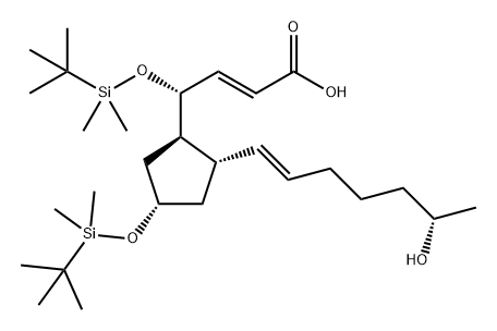 2-Butenoic acid, 4-[[(1,1-dimethylethyl)dimethylsilyl]oxy]-4-[(1R,2S,4S)-4-[[(1,1-dimethylethyl)dimethylsilyl]oxy]-2-[(1E,6S)-6-hydroxy-1-hepten-1-yl]cyclopentyl]-, (2E,4R)- Structure