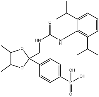 Phosphonic acid, [4-[2-[[[[[2,6-bis(1-methylethyl)phenyl]amino]carbonyl]amino]methyl]-4,5-dimethyl-1,3-dioxolan-2-yl]phenyl]- (9CI) Structure