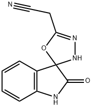 2'-oxo-1',3',4,5-tetrahydrospiro[1,3,4-oxadiazole-5,3'-(2'H)-indole]-2-ylacetonitrile 구조식 이미지