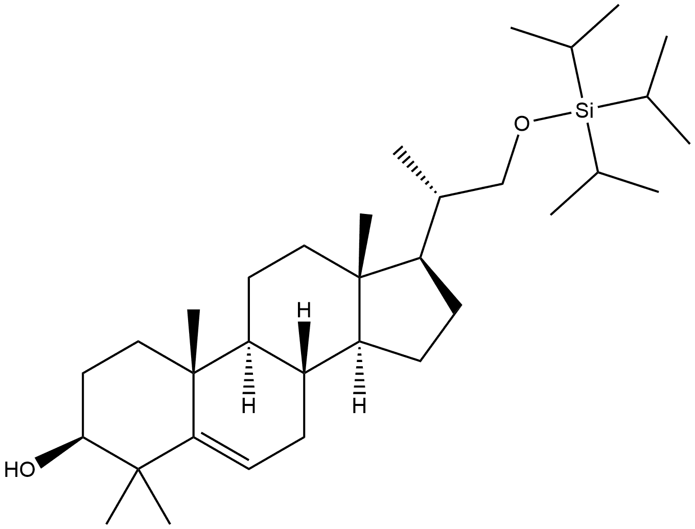 Pregn-5-en-3-ol, 4,4,20-trimethyl-21-[[tris(1-methylethyl)silyl]oxy]-, (3β,20S)- (9CI) 구조식 이미지