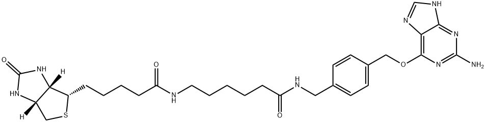 1H-Thieno[3,4-d]imidazole-4-pentanamide, N-[6-[[[4-[[(2-amino-9H-purin-6-yl)oxy]methyl]phenyl]methyl]amino]-6-oxohexyl]hexahydro-2-oxo-, (3aS,4S,6aR)- Structure