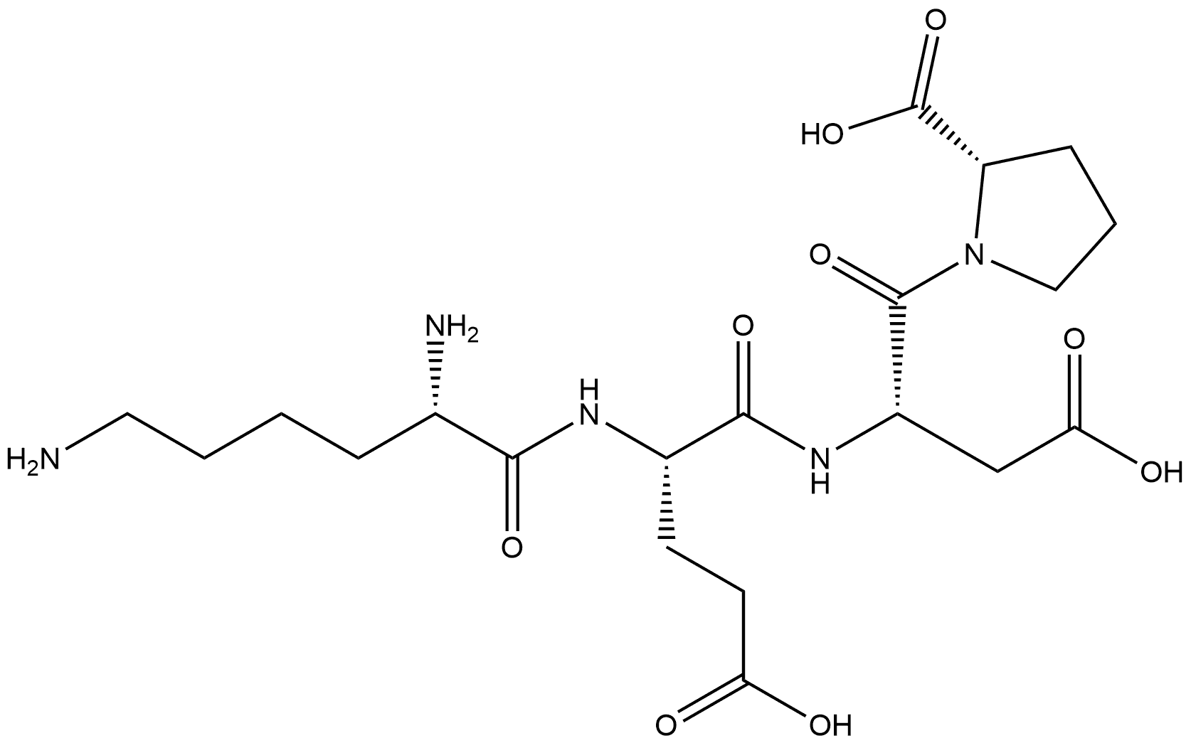 L-Proline, L-lysyl-L-α-glutamyl-L-α-aspartyl- Structure