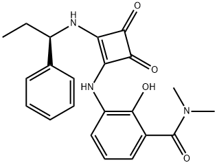 Benzamide, 3-[[3,4-dioxo-2-[[(1R)-1-phenylpropyl]amino]-1-cyclobuten-1-yl]amino]-2-hydroxy-N,N-dimethyl- Structure